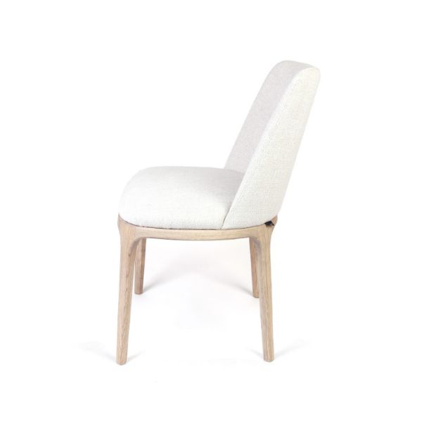 Scaun dining tapitat bej/stejar Movano