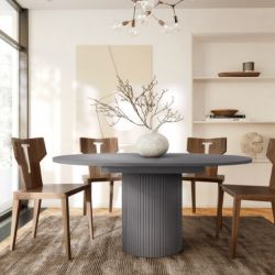 Masa rotunda extensibila 120/160 cm gri Toscana