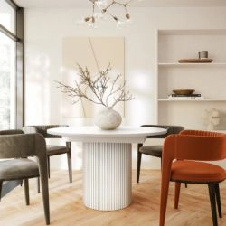 Masa rotunda extensibila 120/160 cm alb Toscana