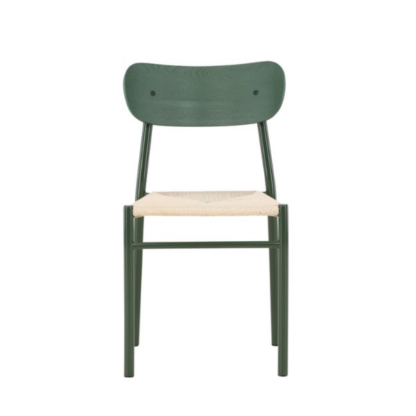 Scaun dining metalic verde/natur Polly