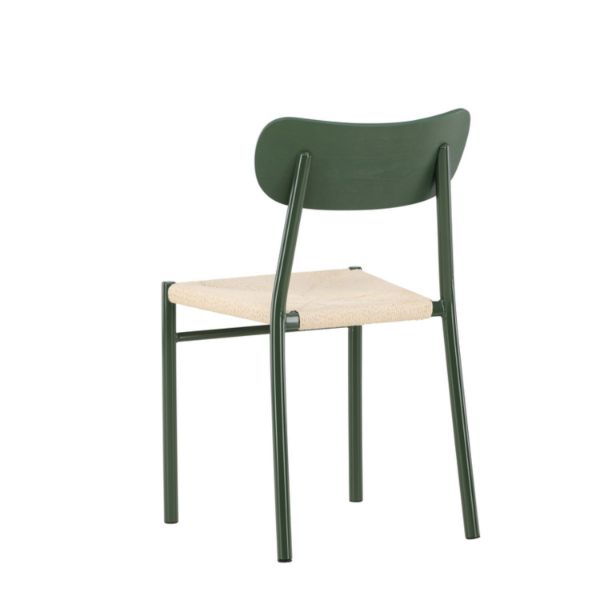 Scaun dining metalic verde/natur Polly