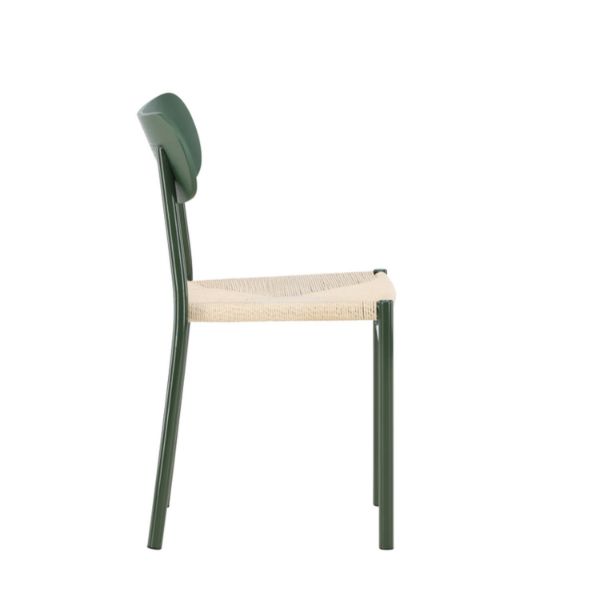 Scaun dining metalic verde/natur Polly
