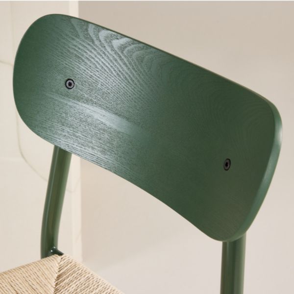 Scaun dining metalic verde/natur Polly