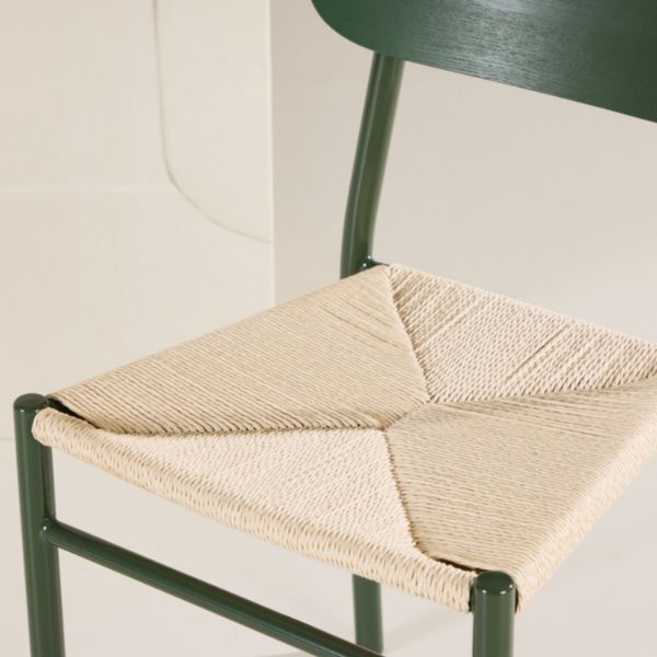 Scaun dining metalic verde/natur Polly
