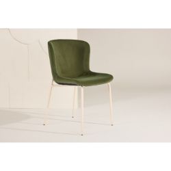 Scaun dining tapitat verde/crem Modesto