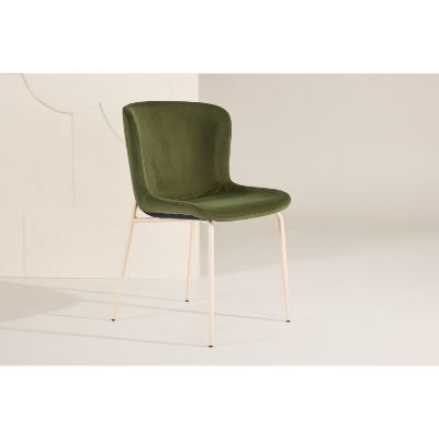 Scaun dining tapitat verde/crem Modesto