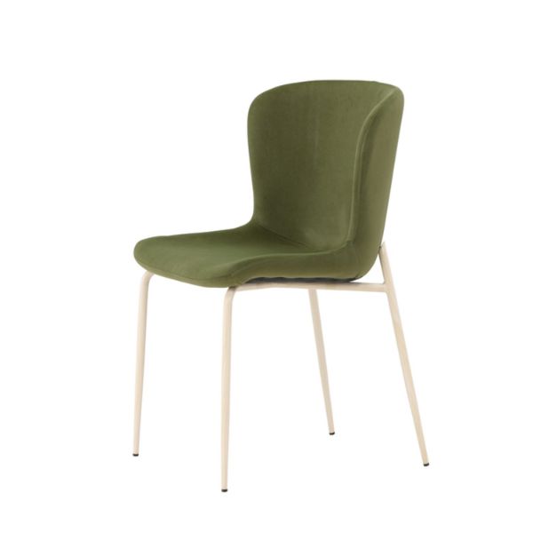 Scaun dining tapitat verde/crem Modesto