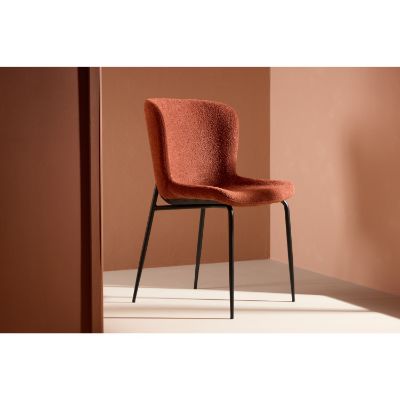 Scaun dining tapitat caramiziu/negru Modesto