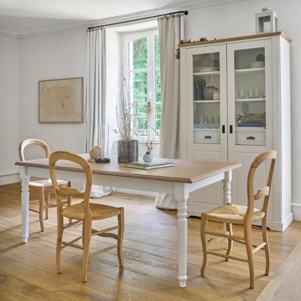 	Vitrina cu 2 usi si 2 sertare alb/stejar natur Provence