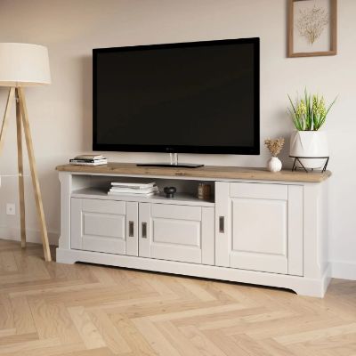 Comoda TV cu 3 usi alb/stejar natur Provence