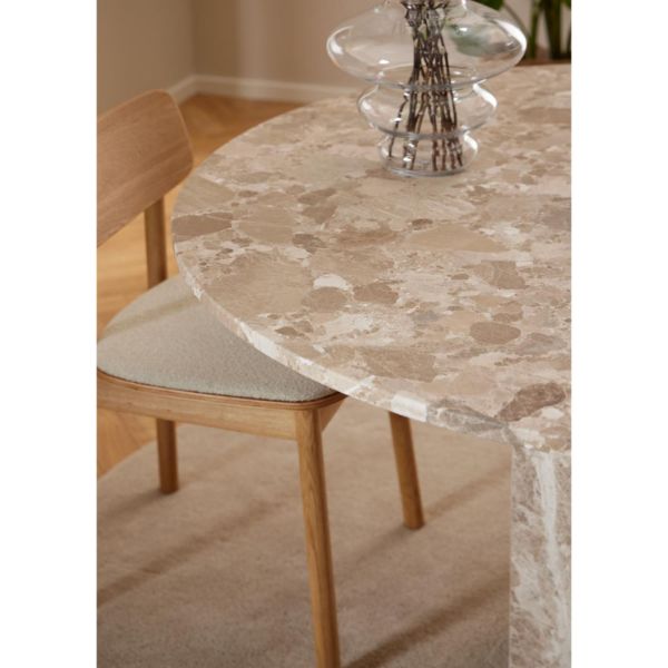 Masa dining rounda fixa 130 cm marmura bej Naxos 