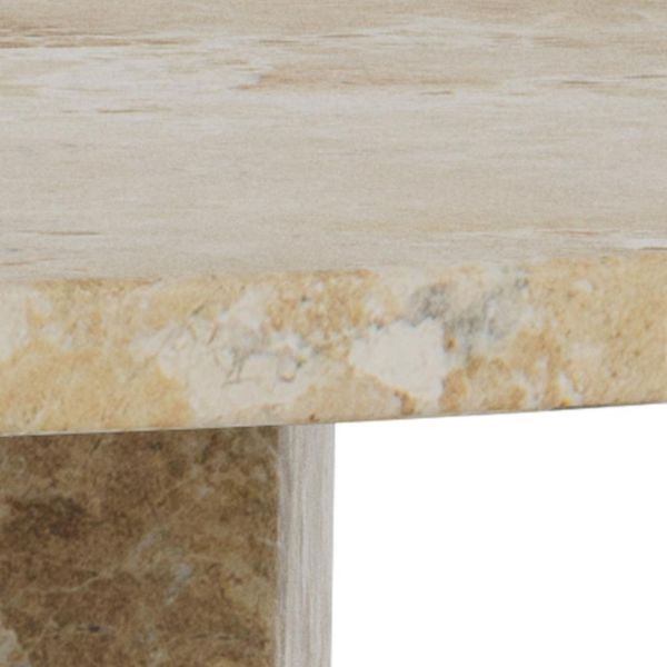 Masa dining rounda fixa 130 cm marmura bej Naxos 
