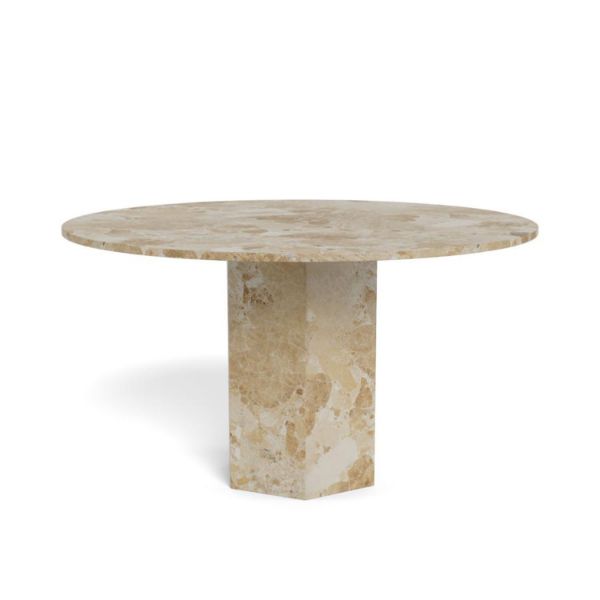 Masa dining rounda fixa 130 cm marmura bej Naxos 