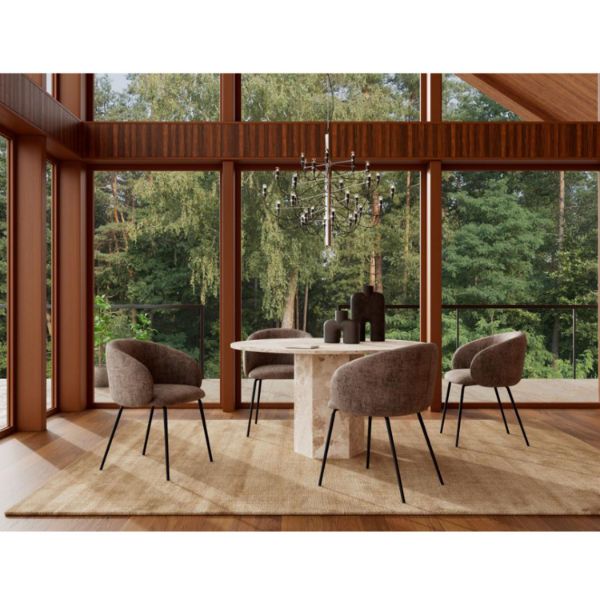 Masa dining rounda fixa 130 cm marmura bej Naxos 