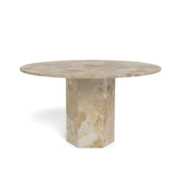Masa dining rounda fixa 130 cm marmura bej Naxos 