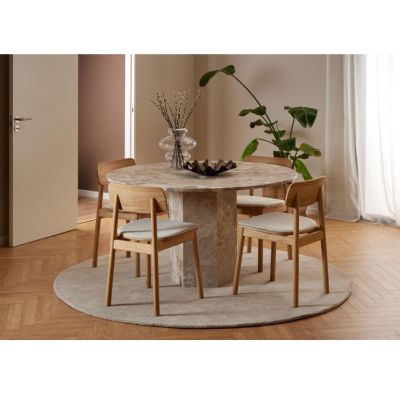Masa dining rounda fixa 130 cm marmura bej Naxos