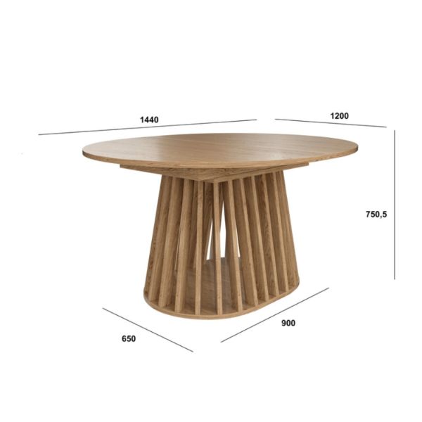 	Masa ovala extensibila 144/186 cm stejar Frida