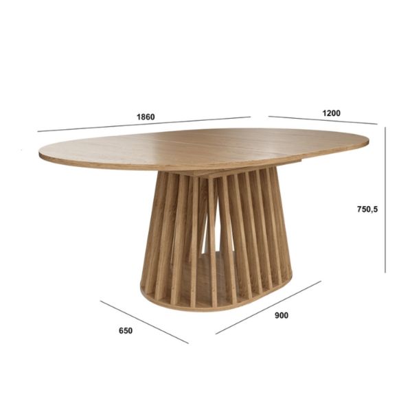 	Masa ovala extensibila 144/186 cm stejar Frida