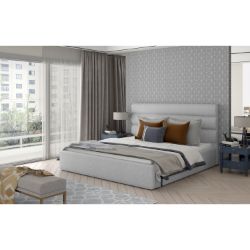 Pat tapitat somiera rabatabila 200 x 200 cm gri deschis Camel