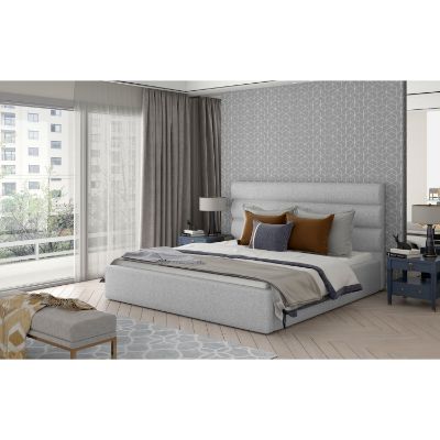 Pat tapitat somiera rabatabila 200 x 200 cm gri deschis Camel