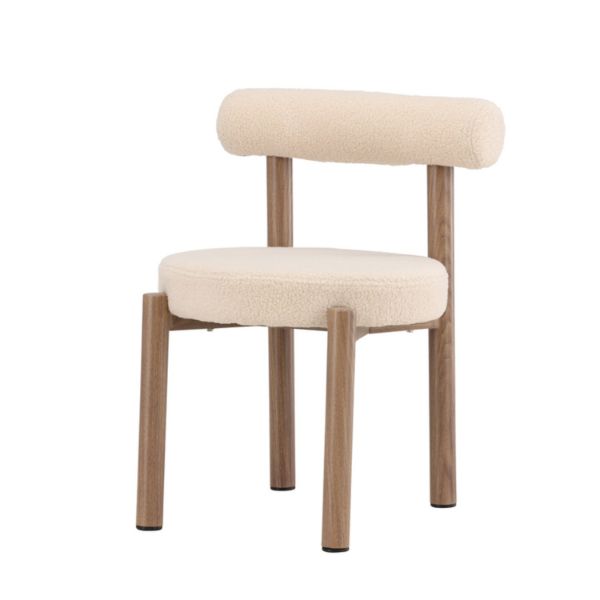 Scaun tapitat alb boucle/natur Tillo