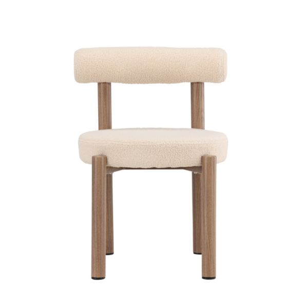 Scaun tapitat alb boucle/natur Tillo