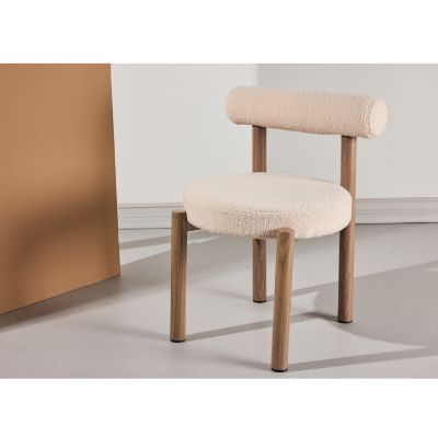 Scaun tapitat alb boucle/natur Tillo