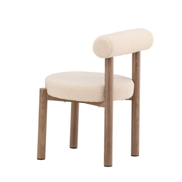 Scaun tapitat alb boucle/natur Tillo