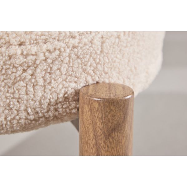 Scaun tapitat alb boucle/natur Tillo