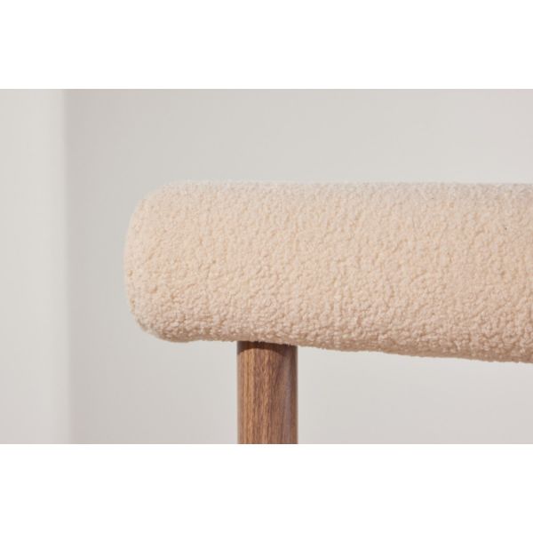 Scaun tapitat alb boucle/natur Tillo