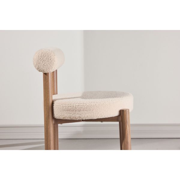 Scaun tapitat alb boucle/natur Tillo