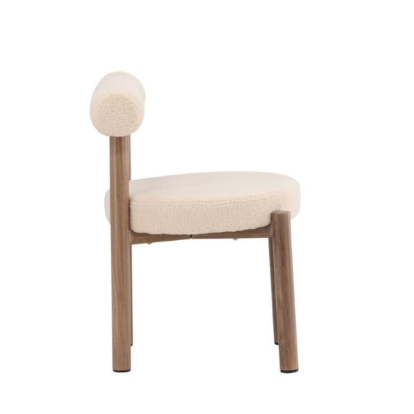 Scaun tapitat alb boucle/natur Tillo