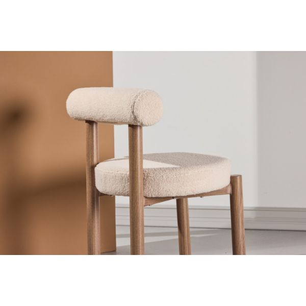 	Scaun tapitat alb boucle/natur Tillo