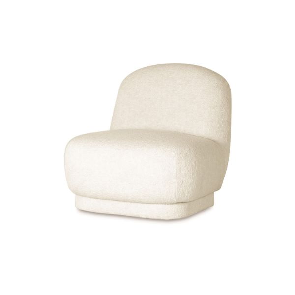Fotoliu lounge tapitat boucle alb Baloon