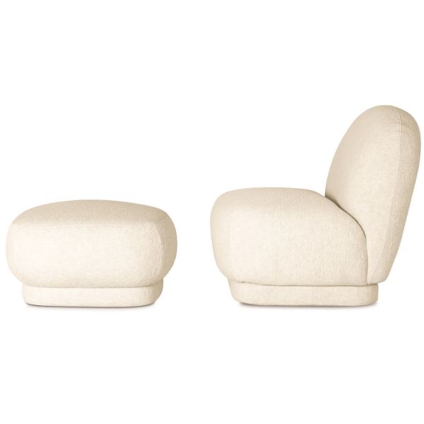 Fotoliu lounge tapitat boucle alb Baloon