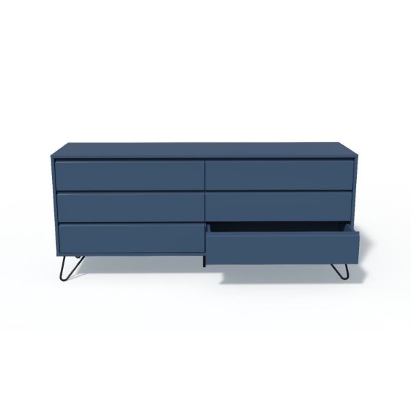Comoda 6 sertare, albastru, Elona