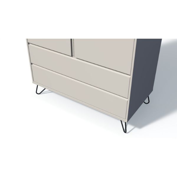 Dulap 2 usi 2 sertare gri Elona