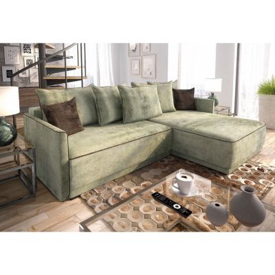 Coltar extensibil L dreapta 3 locuri verde Soho Big