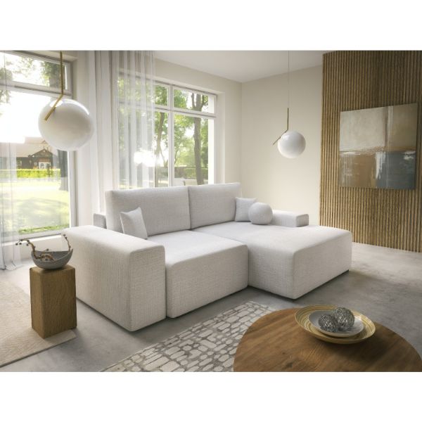 Coltar extensibil L dreapta 3 locuri alb murdar Morgan