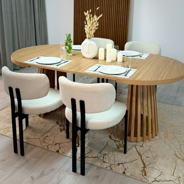 	Masa rotunda extensibila 110/210 cm stejar Caroline