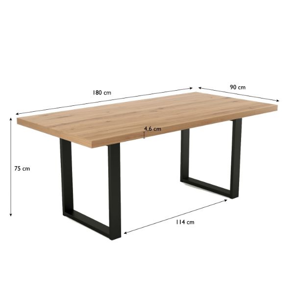 Masa fixa 180 cm stejar/negru U Colton