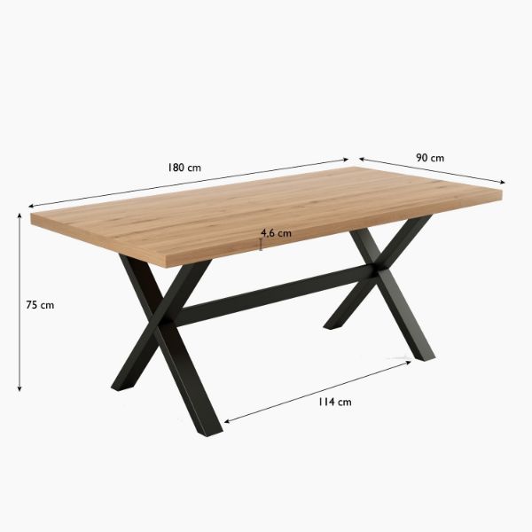 Masa fixa 180 cm stejar/negru X Colton