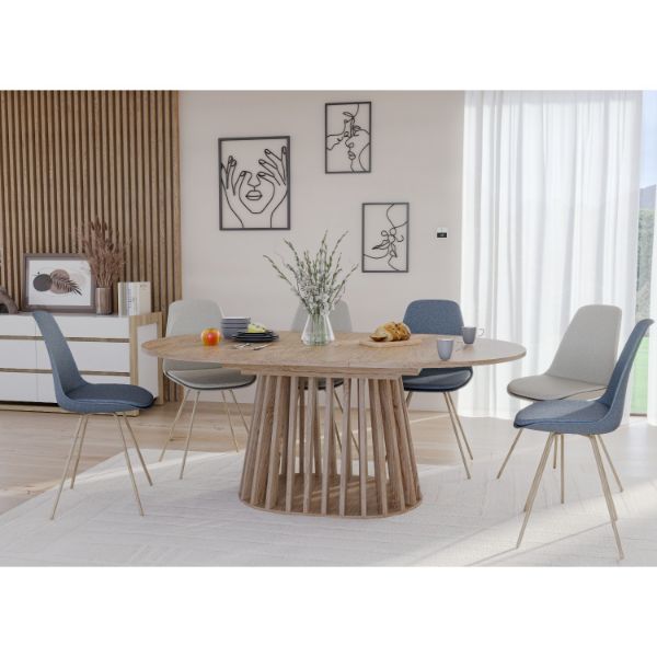 Masa ovala extensibila 144/186 cm stejar Frida