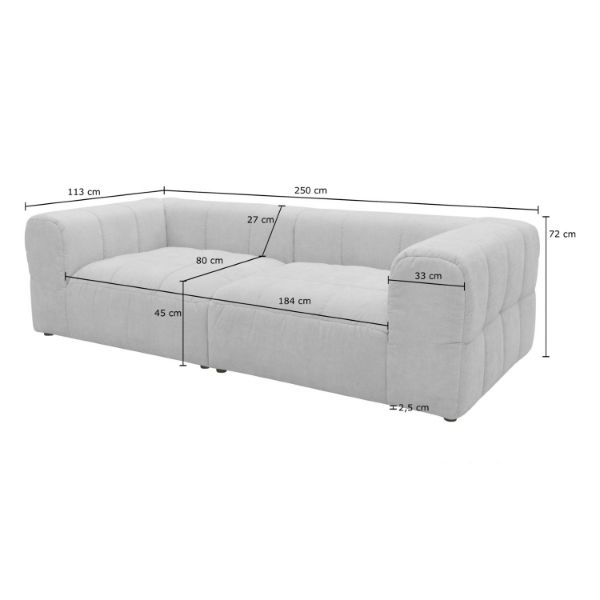 Canapea fixa 3 locuri roz Omar