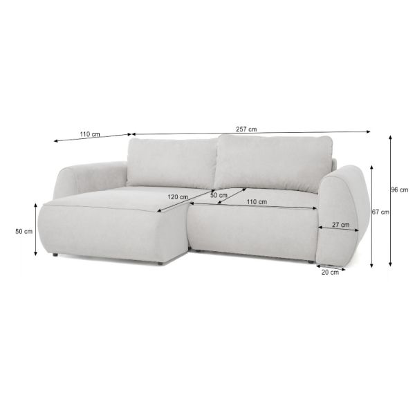 Canapea extensibila 3 locuri gri deschis Borneo