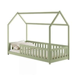 Pat casuta 90 x 200 cm lemn masiv verde olive Noah