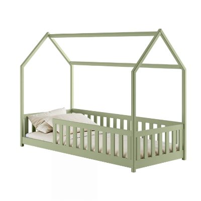 Pat casuta 90 x 200 cm lemn masiv verde olive Noah