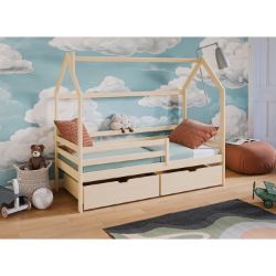 Pat casuta 90 x 200 cm lemn masiv, natur, Lila