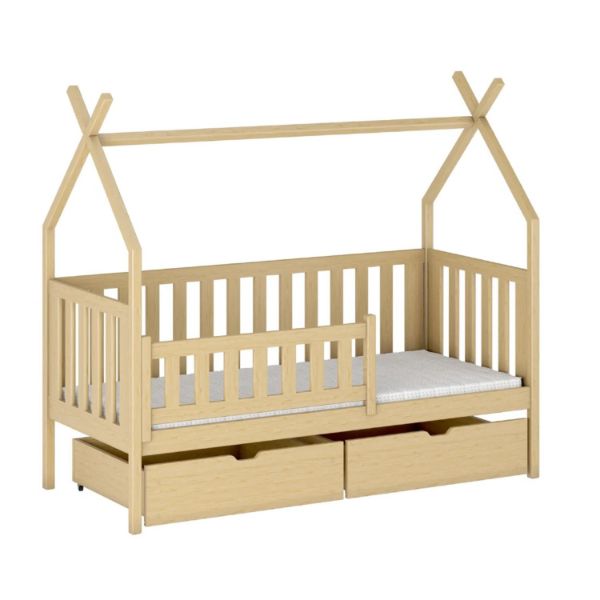 Pat casuta 90 x 200 cm lemn masiv, natur, Simba