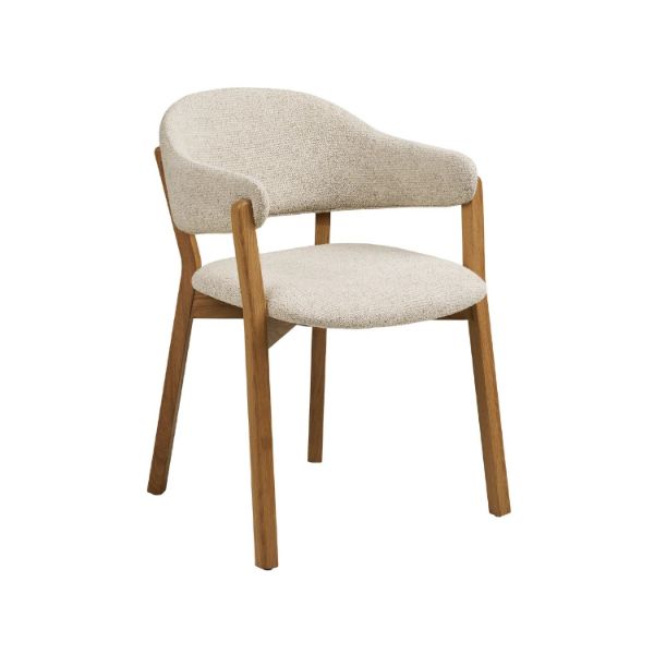 Scaun lemn cu brate, tapitat, bej/stejar Dune 